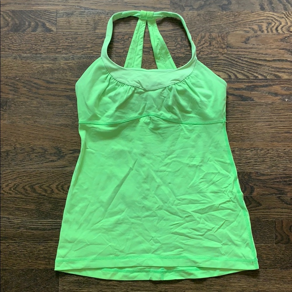 Neon green Lululemon work out top